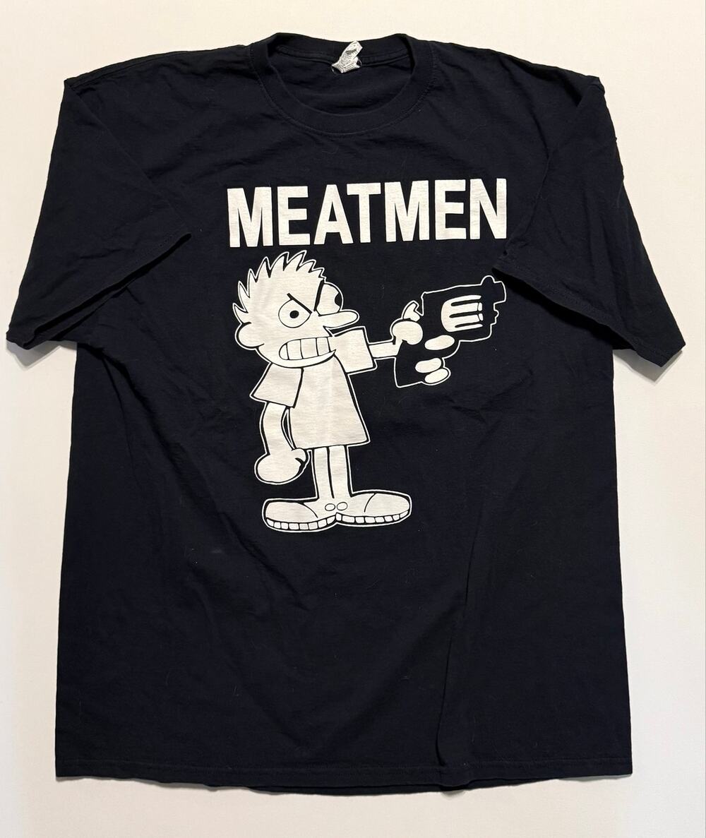 Meatmen Band T-Shirt XL Black Punk Hardcore Angry Kid With Gun
